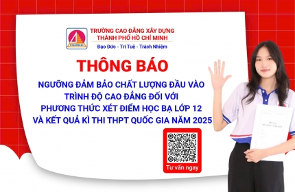 THÔNG BÁO NGƯỠNG ĐẢM BẢO CHẤT LƯỢNG ĐẦU VÀO TRÌNH ĐỘ CAO ĐẲNG NĂM 2025